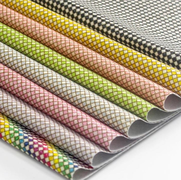 Dimensional Woven Fabric Pu Leather Rhombic Transfer Film Be Glittered