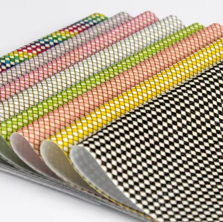 Dimensional Woven Fabric Pu Leather Rhombic Transfer Film Be Glittered