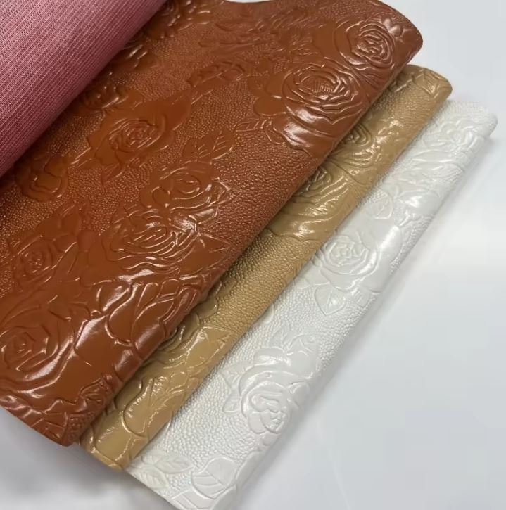 Popular Glossy Embossed Synthetic Vinyl PVC Leather Fabric Flower Faux Leather For Sofa Furniture Bags
