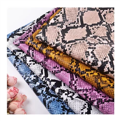 Couro artificial de PVC gravado em pele de cobra com impressão animal